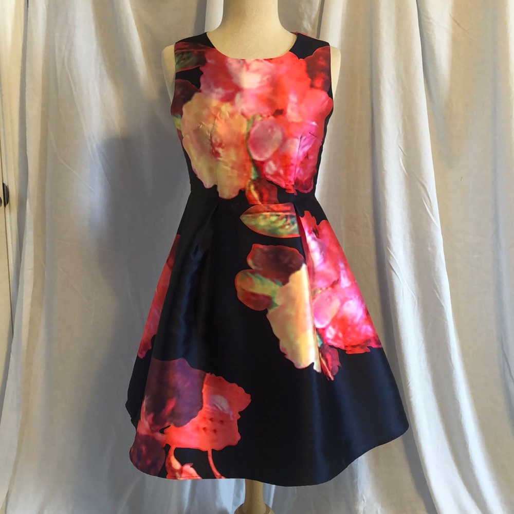 Navy floral print dress.  Sz Med